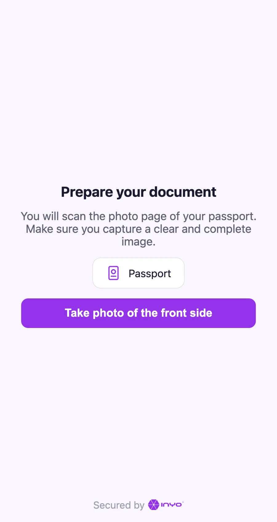 Prepare screen — what will be captured before the camera opens